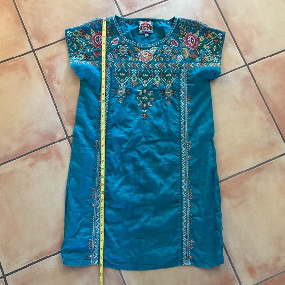 Gorgeous Johnny Was Turquoise Embroidered Linen Dress Size XS - Picture 4 of 6
